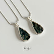 Moss Agate Pendant Set in Sterling Silver — Mother & Daughter Gift