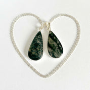Moss Agate Pendant Set in Sterling Silver — Mother & Daughter Gift