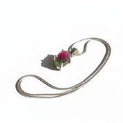 Watermelon Tourmaline Pendant • Natural Pink-Green Slice • 925 Silver • Small Raw Gem Necklace • 21 mm
