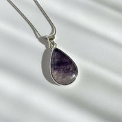 Teardrop Blue John Pendant in Silver | Derbyshire Fluorite Necklace