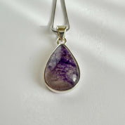 Teardrop Blue John Pendant in Silver | Derbyshire Fluorite Necklace