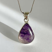 Teardrop Blue John Pendant in Silver | Derbyshire Fluorite Necklace