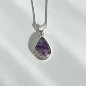 Teardrop Blue John Pendant in Silver | Derbyshire Fluorite Necklace