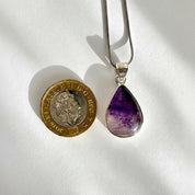 Teardrop Blue John Pendant in Silver | Derbyshire Fluorite Necklace