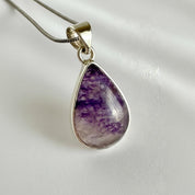 Teardrop Blue John Pendant in Silver | Derbyshire Fluorite Necklace