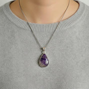 Teardrop Blue John Pendant in Silver | Derbyshire Fluorite Necklace