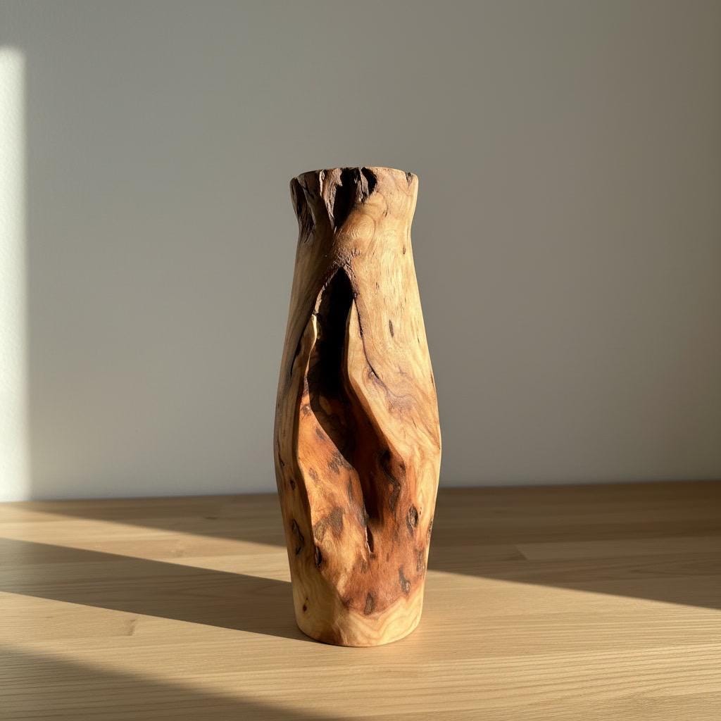 Hand-Turned Elm Wooden Vase | Organic Modern Scandinavian Decor | 5th Anniversary Wood Gift | UK Handmade