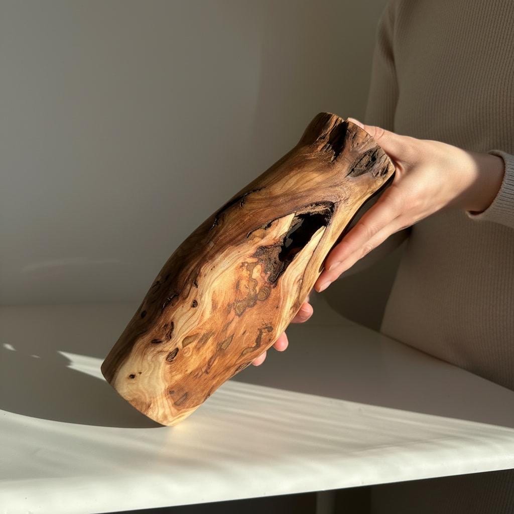 Hand-Turned Elm Wooden Vase | Organic Modern Scandinavian Decor | 5th Anniversary Wood Gift | UK Handmade