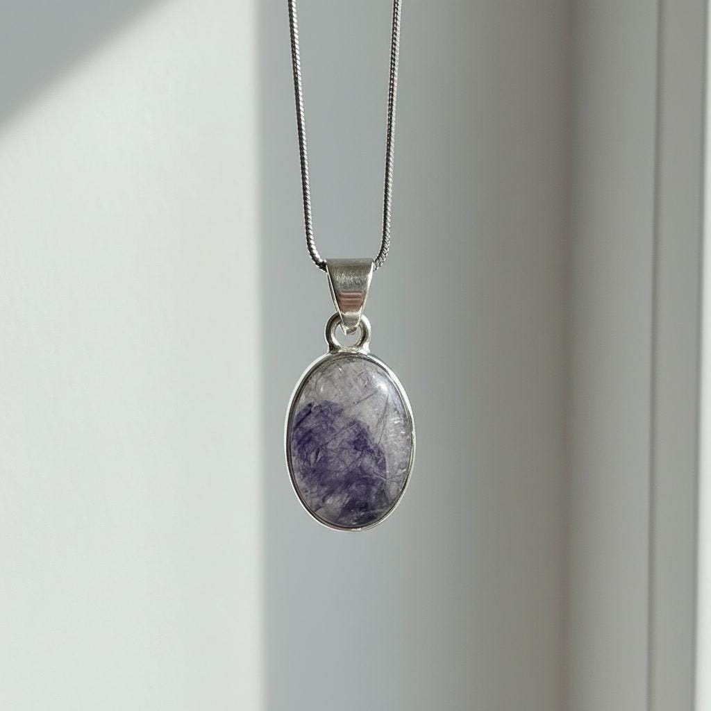 Blue John Sterling Silver Oval Pendant 1.8cm x 1.3cm