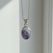 Blue John Sterling Silver Oval Pendant 1.8cm x 1.3cm