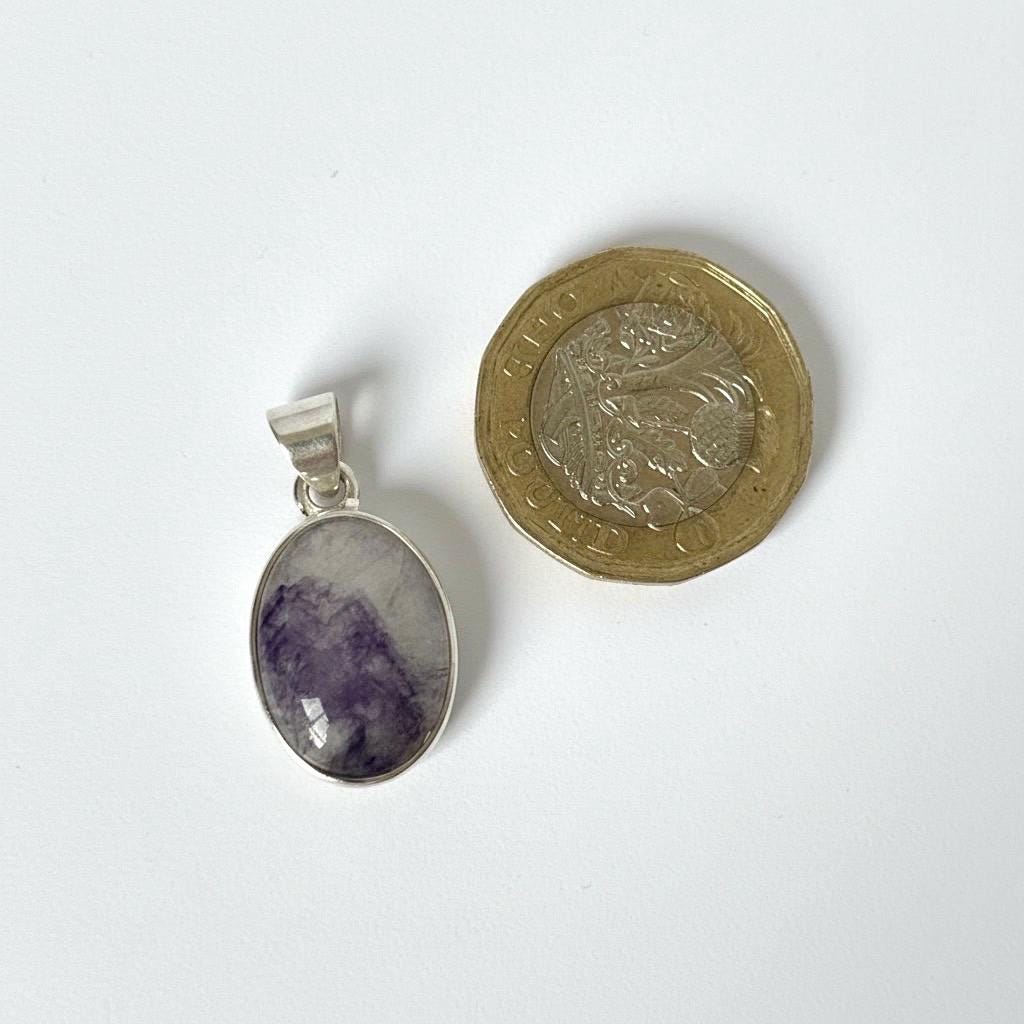 Blue John Sterling Silver Oval Pendant 1.8cm x 1.3cm