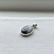 Blue John Sterling Silver Oval Pendant 1.8cm x 1.3cm