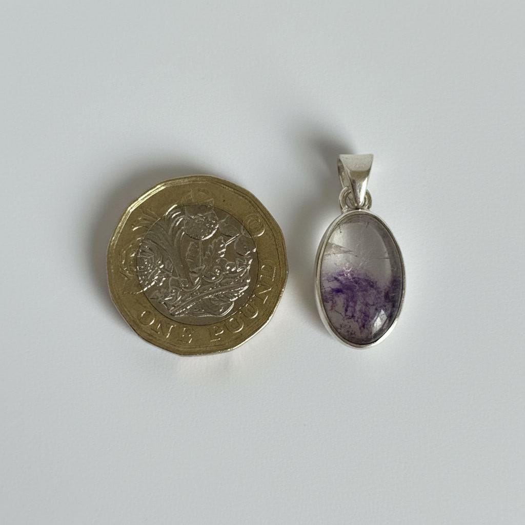 Blue John Sterling Silver Oval Pendant 1.8cm x 1.2cm, Handmade UK