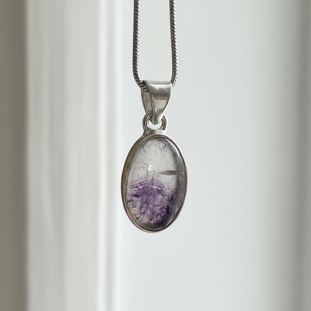 Blue John Sterling Silver Oval Pendant 1.8cm x 1.2cm, Handmade UK