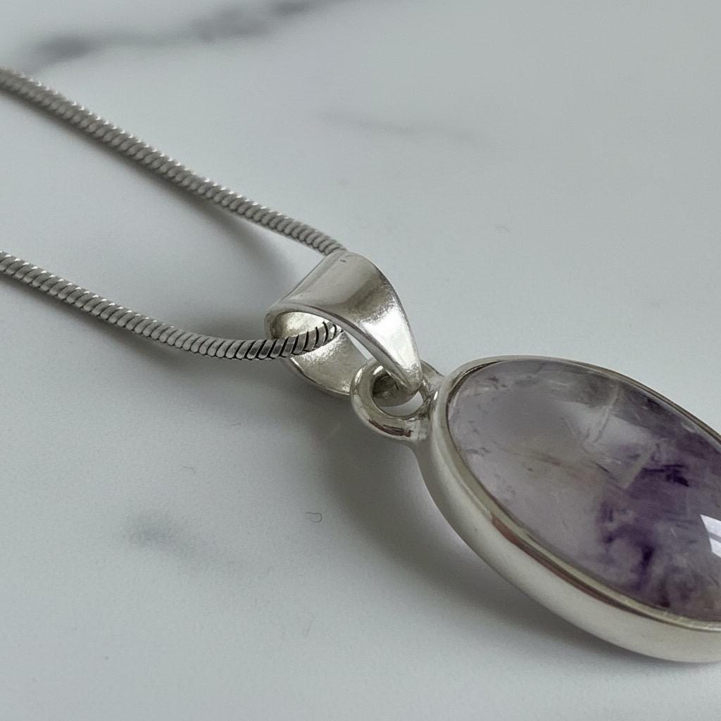 Blue John Sterling Silver Oval Pendant 1.8cm x 1.2cm, Handmade UK