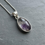 Blue John Sterling Silver Oval Pendant 1.8cm x 1.2cm, Handmade UK