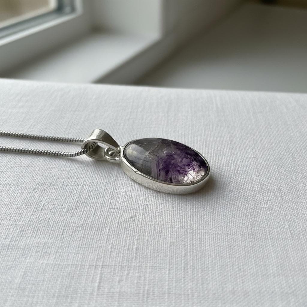 Blue John Sterling Silver Oval Pendant 1.8cm x 1.2cm, Handmade UK