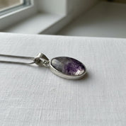 Blue John Sterling Silver Oval Pendant 1.8cm x 1.2cm, Handmade UK