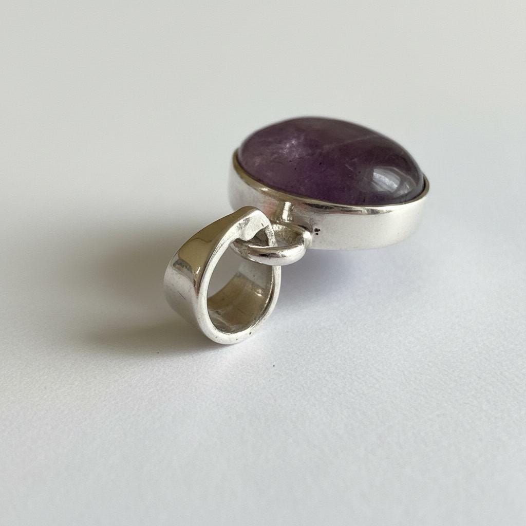 Blue John Sterling Silver Round Pendant 1.8cm x 1.2cm, Handmade UK