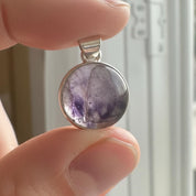 Blue John Sterling Silver Round Pendant 1.8cm x 1.2cm, Handmade UK