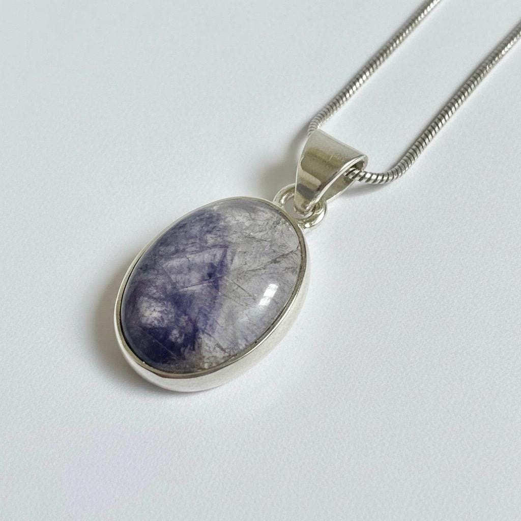 Blue John Sterling Silver Oval Pendant 1.8cm x 1.3cm