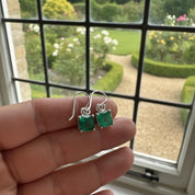 Emerald Green Quartz Earrings Sterling Silver Dangle Drop