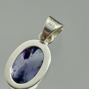 Blue John Sterling Silver Oval Pendant 1.5cm x 0.9cm, Handmade UK