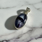 Blue John Sterling Silver Oval Pendant 1.5cm x 0.9cm, Handmade UK