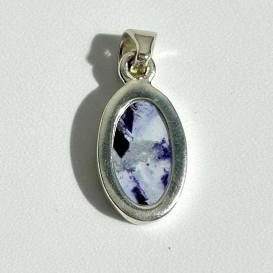 Blue John Sterling Silver Oval Pendant 1.5cm x 0.9cm, Handmade UK