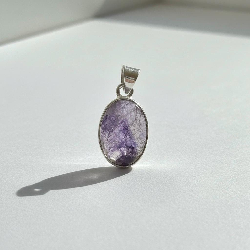 Blue John Sterling Silver Oval Pendant 1.8cm x 1.3cm