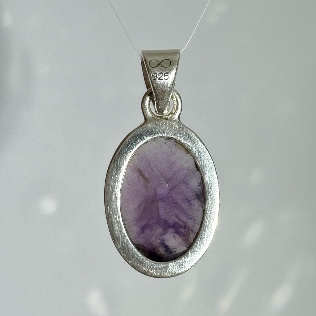 Blue John Sterling Silver Oval Pendant 1.8cm x 1.3cm