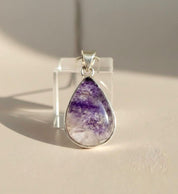 Teardrop Blue John Pendant in Silver | Derbyshire Fluorite Necklace