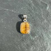 Rectangular Blue John Sterling Silver Pendant, Baguette-Cut Derbyshire Spar, 925 Bezel Setting, UK Handmade