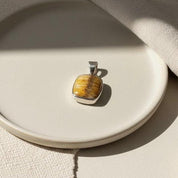 Rectangular Blue John Sterling Silver Pendant, Baguette-Cut Derbyshire Spar, 925 Bezel Setting, UK Handmade