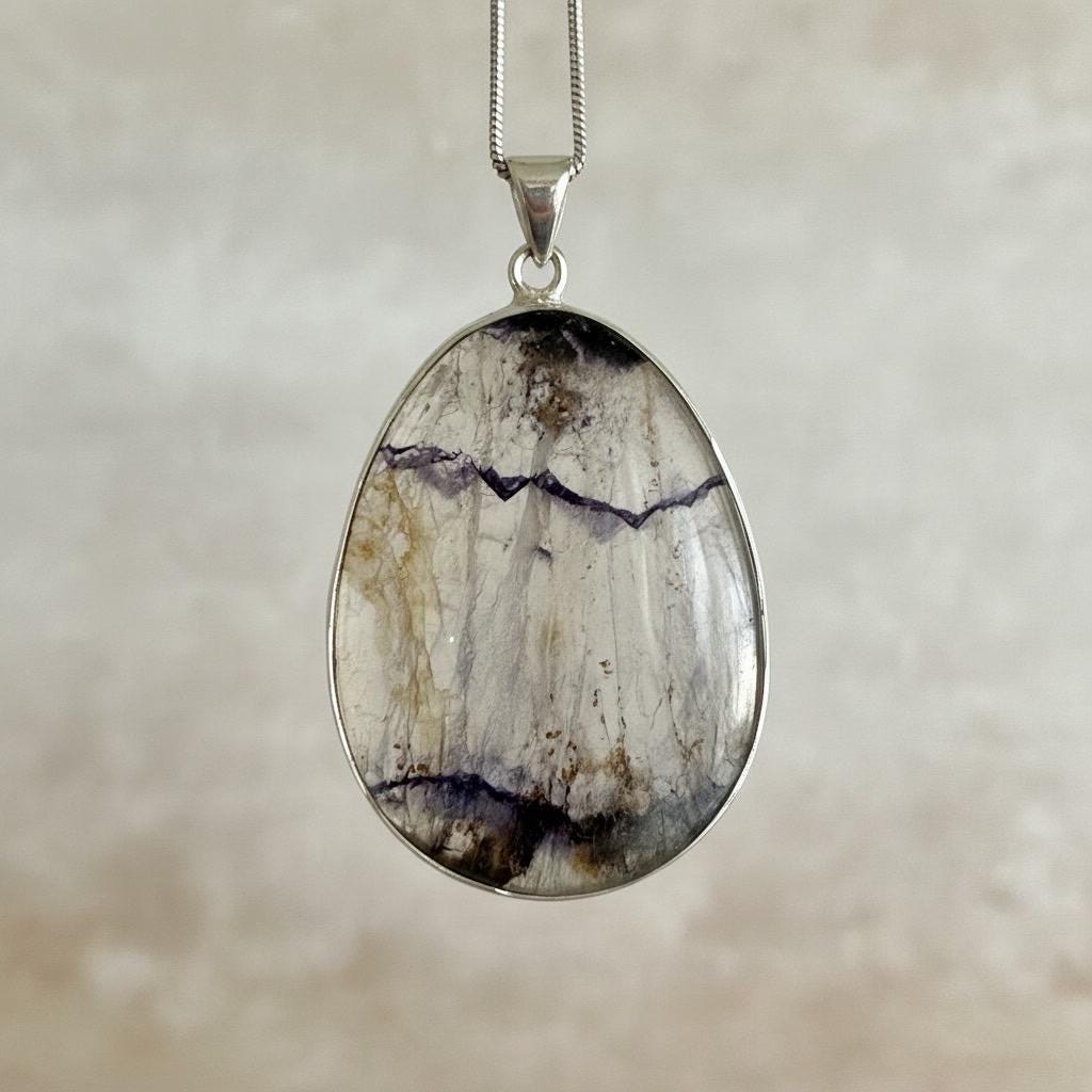 Large Statement Genuine Blue John (Derbyshire Spar) Pendant