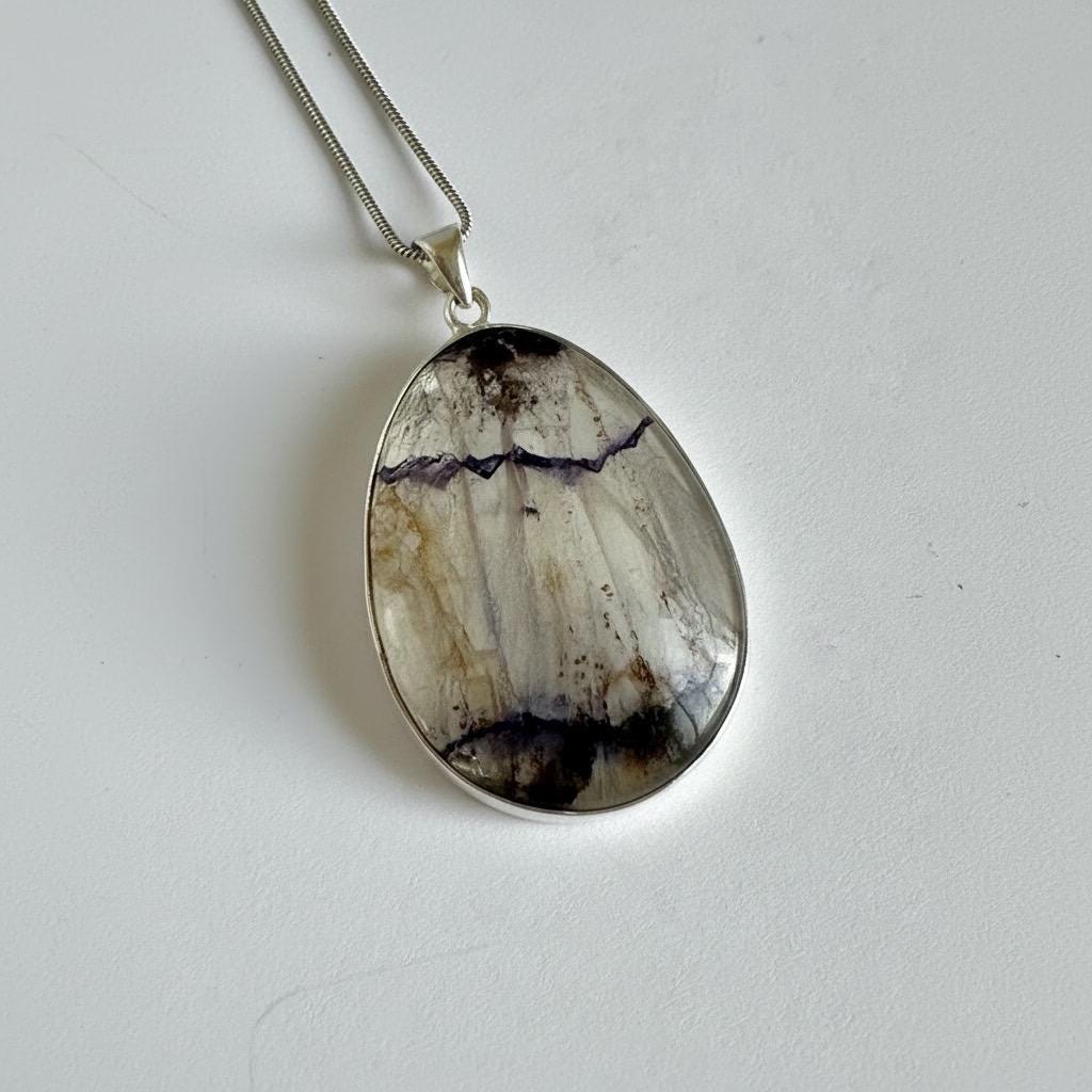 Large Statement Genuine Blue John (Derbyshire Spar) Pendant