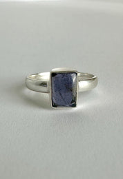Iolite Sterling Silver Ring UK Size N 1/2 Blue Gemstone Gift