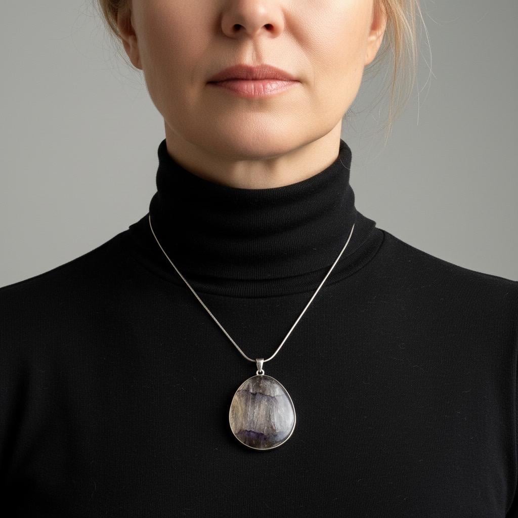 Large Statement Genuine Blue John (Derbyshire Spar) Pendant