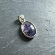 Blue John Sterling Silver Oval Pendant 1.3cm x 1.0cm, Handmade UK gift