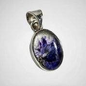 Blue John oval sterling silver pendant Derbyshire Spar banded fluorite bezel set UK