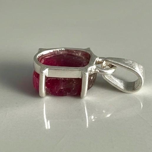Watermelon Tourmaline Pendant • Natural Pink-Green Slice • 925 Silver • Small Raw Gem Necklace • 21 mm