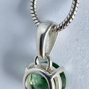 Certified Natural Moldavite 0.60ct Round • 925 Silver Pendant (4-Prong) • Copy of Lab Report Included