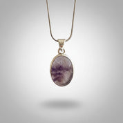 Blue John Oval Sterling Silver Pendant, Derbyshire Spar