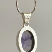 Blue John Oval Sterling Silver Pendant, Derbyshire Spar