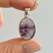 Blue John Oval Sterling Silver Pendant, Derbyshire Spar