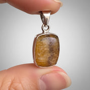 Rectangular Blue John Sterling Silver Pendant, Baguette-Cut Derbyshire Spar, 925 Bezel Setting, UK Handmade