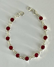 Ruby Sterling Silver Bracelet – 11 Gemstones, July Birthstone Gift