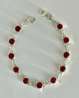 Ruby Sterling Silver Bracelet – 11 Gemstones, July Birthstone Gift