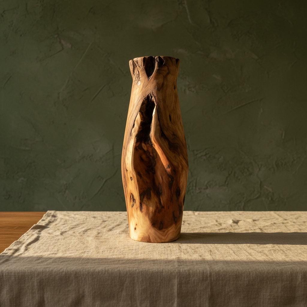 Hand-Turned Elm Wooden Vase | Organic Modern Scandinavian Decor | 5th Anniversary Wood Gift | UK Handmade