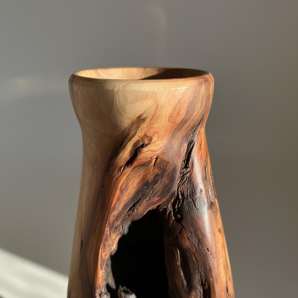 Hand-Turned Elm Wooden Vase | Organic Modern Scandinavian Decor | 5th Anniversary Wood Gift | UK Handmade
